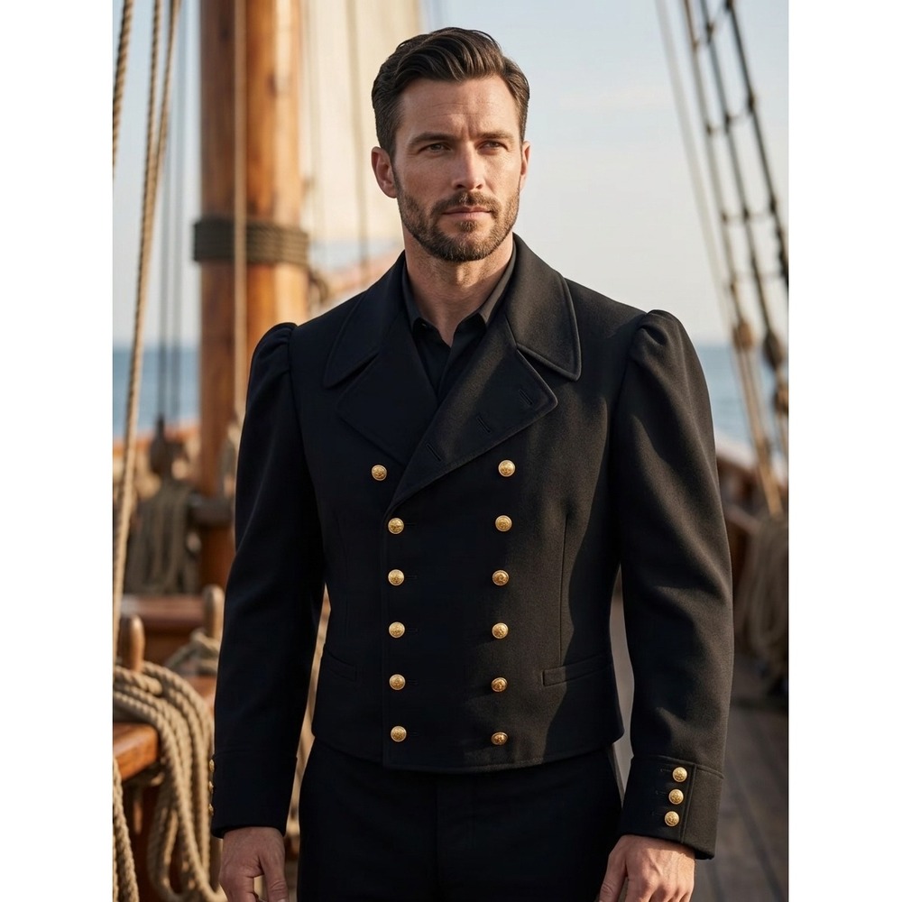 1998 USS Constitution Sailor Military Jacket Canterbury Clothing Black 42R